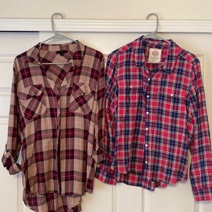SOLD Two Women’s flannel type shirts, hundred percent cotton.